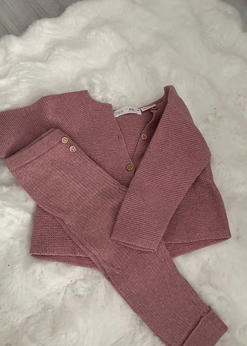 9 Ay Beden bordo Renk Bordo Örgü Uzun Kollu Bebek Kıyafet Takımı