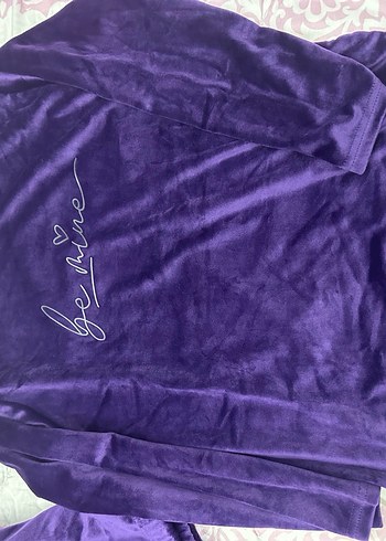 Kadın Mor Kadife Uzun Kollu Pijama Takımı - Görsel 2