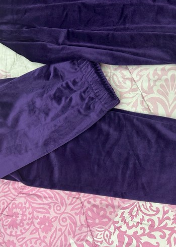 Kadın Mor Kadife Uzun Kollu Pijama Takımı - Görsel 3