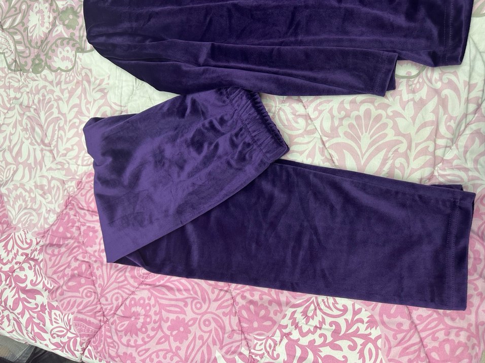 Kadın Mor Kadife Uzun Kollu Pijama Takımı - Görsel 3