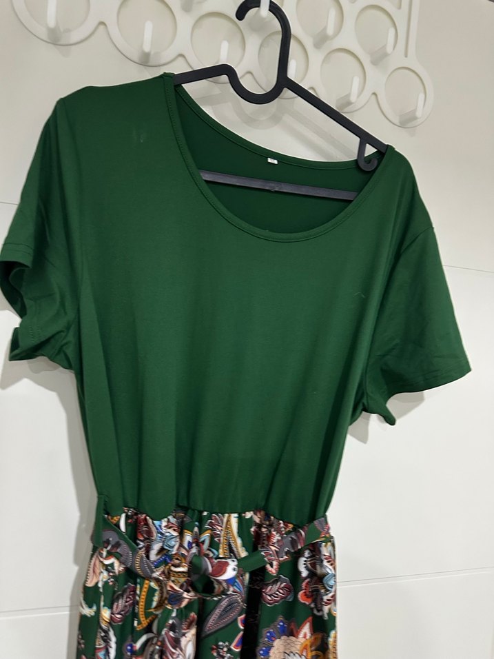 Bohem Kemerli Uzun Yeşil Elbise - Görsel 3