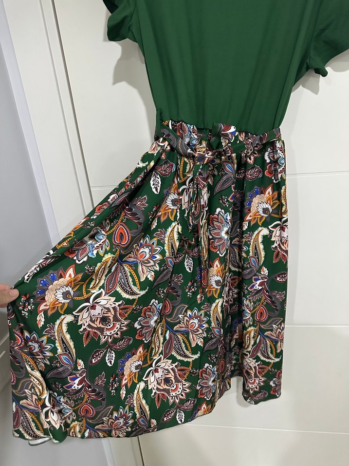 Bohem Kemerli Uzun Yeşil Elbise - Görsel 2