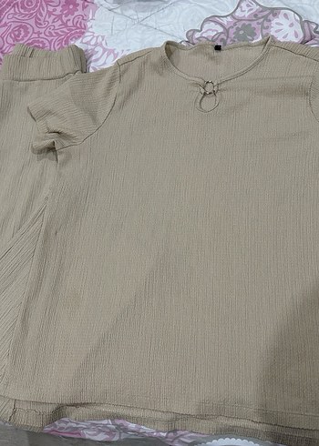 Bej Kadın Keten Bol Paça Pantolon - Görsel 2