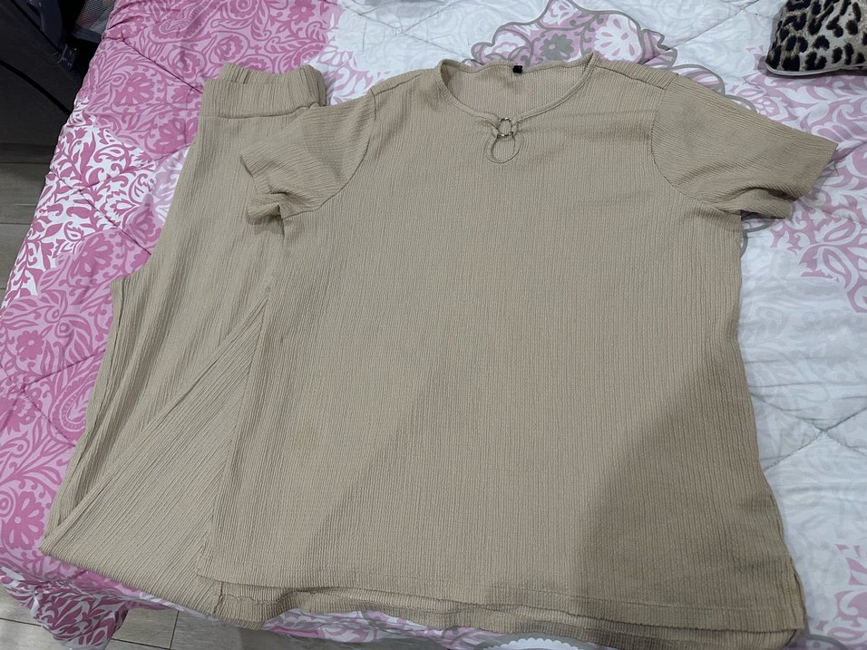 Bej Kadın Keten Bol Paça Pantolon - Görsel 2