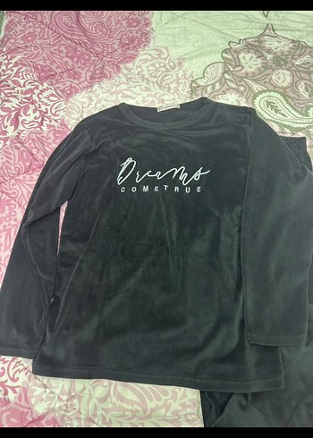 Kadın Siyah Uzun Kollu Baskılı Pijama Takımı - Görsel 2