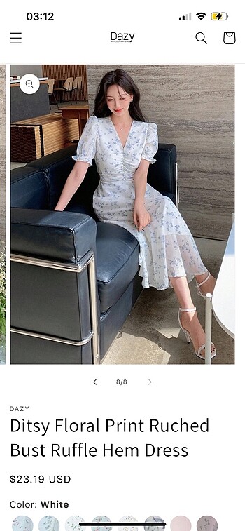Sheinside Çiçekli beyaz uzun elbise