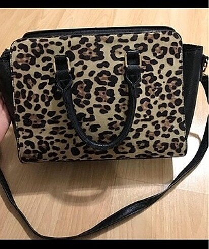 Leopar süet çanta