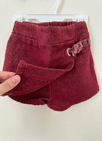 9-12 Ay Beden bordo Renk LCW Kız Bebek Şort Etek