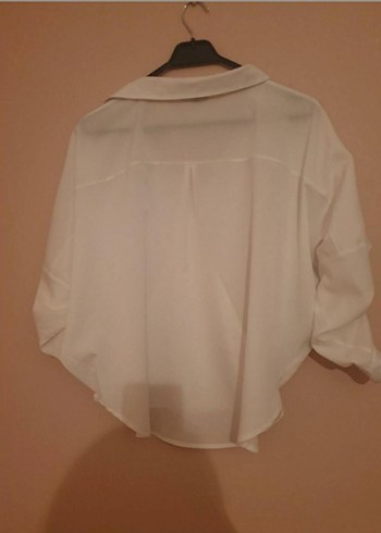 Transparan Kumaş Dökümlü Kadın Gömlek - Görsel 2