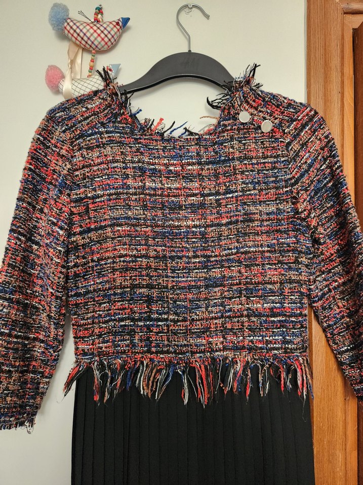 Zara Çok Renkli Piliseli Triko Mini Elbise - Görsel 3