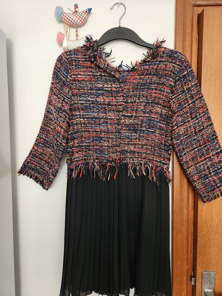 Zara Çok Renkli Piliseli Triko Mini Elbise - Görsel 4