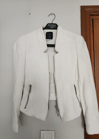 Zara Beyaz Ceket Fermuarlı - Görsel 2