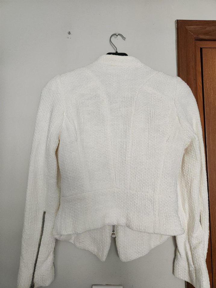 Zara Beyaz Ceket Fermuarlı - Görsel 3