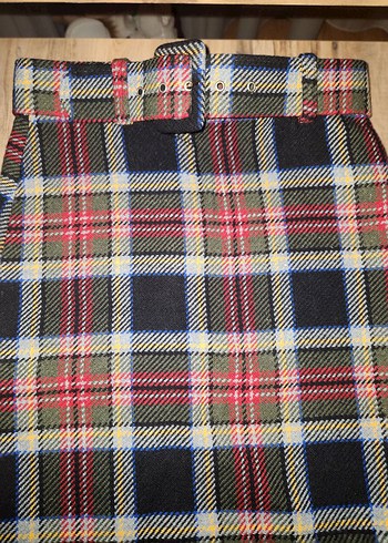 Kemerli Kareli Kadın Etek - Görsel 2