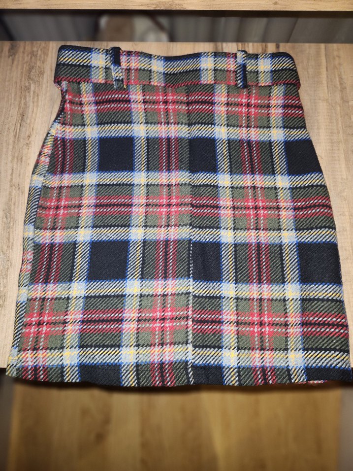 Kemerli Kareli Kadın Etek - Görsel 3