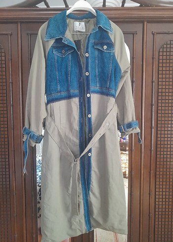 Asker yesili Uzun Kot Detaylı Kadın Trençkot - Görsel 9