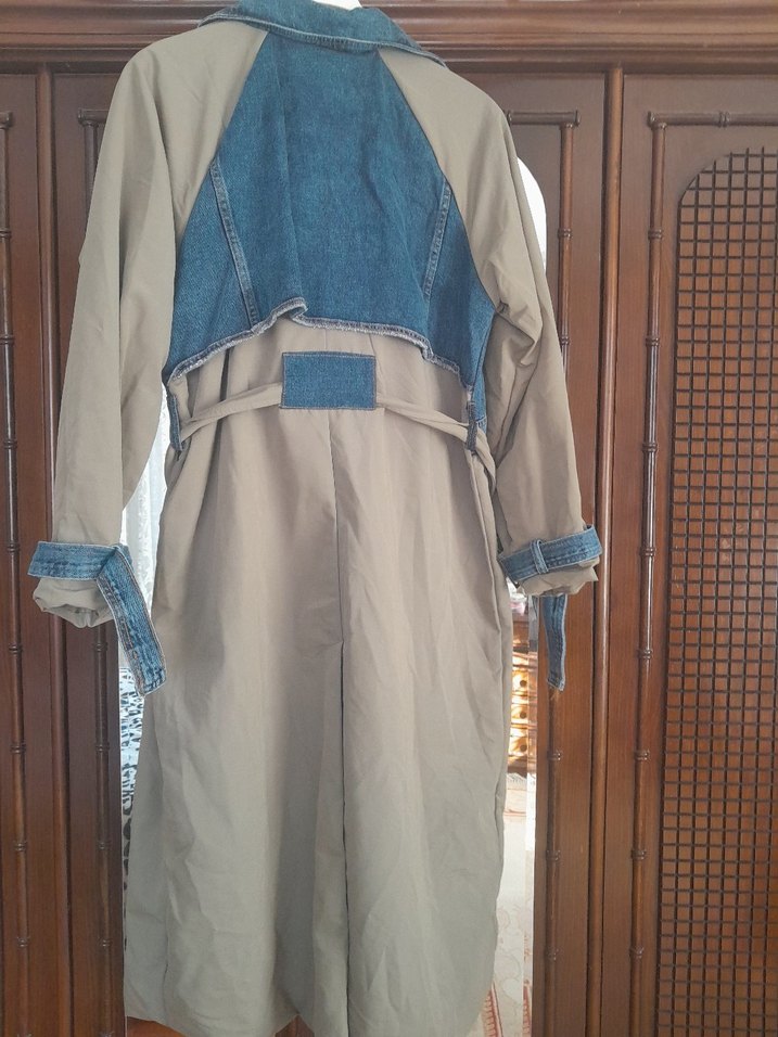 Asker yesili Uzun Kot Detaylı Kadın Trençkot - Görsel 2