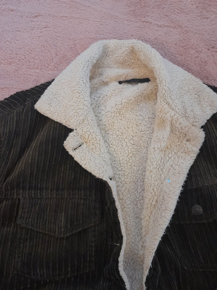 Düğmeli asker yeşili Kadife unisex Ceket - Görsel 2