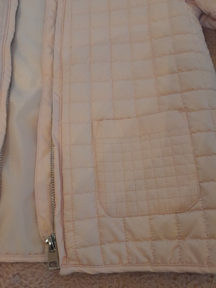 pudra pembe Midi Kiz cocuk Fermuarlı Ceket - Görsel 3