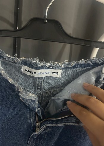 Gri Mavi Midi Boy Salaş Denim Etek - Görsel 2