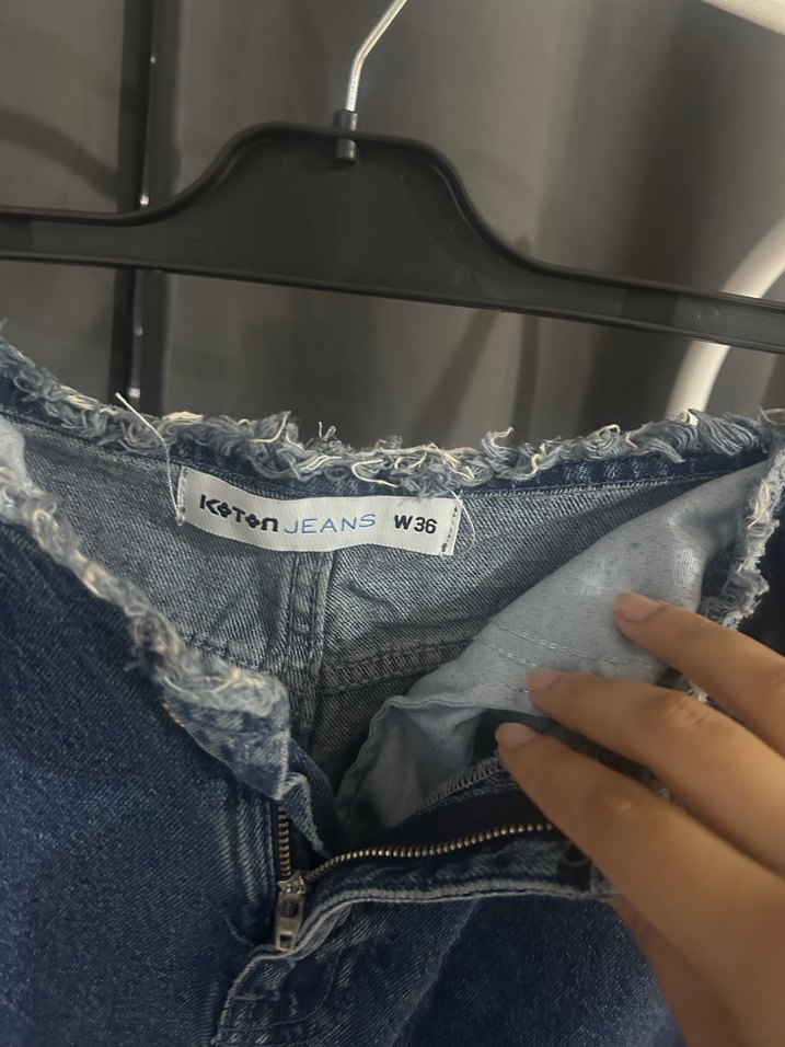 Gri Mavi Midi Boy Salaş Denim Etek - Görsel 2