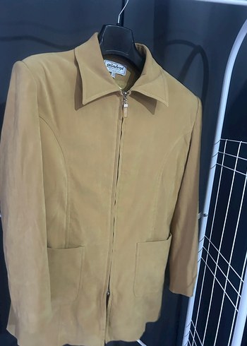 Vatkalı Bej Süet Kadın Deri Ceket - Görsel 3