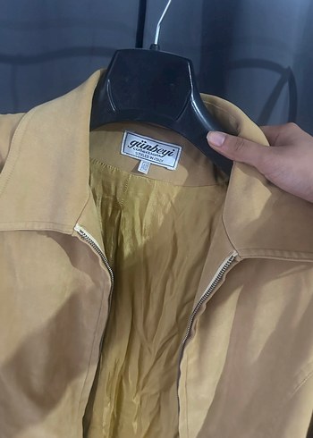 Vatkalı Bej Süet Kadın Deri Ceket - Görsel 2