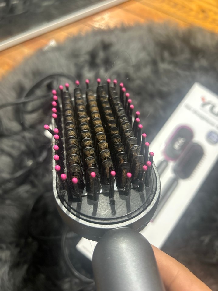 YUI Gri-Pembe Saç Düzleştirici Fırça - Görsel 4