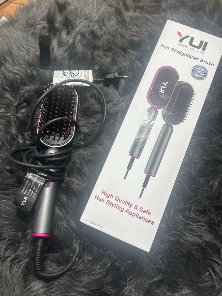 YUI Gri-Pembe Saç Düzleştirici Fırça - Görsel 2