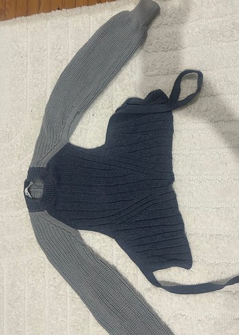 Gri Bohem Tarz Triko Kadın Kazak - Görsel 4