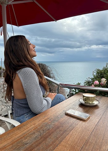 Gri Bohem Tarz Triko Kadın Kazak - Görsel 6