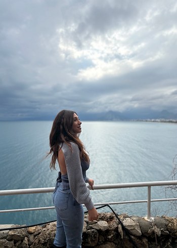 Gri Bohem Tarz Triko Kadın Kazak - Görsel 5