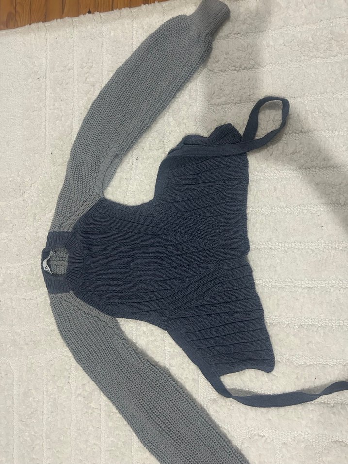 Gri Bohem Tarz Triko Kadın Kazak - Görsel 4