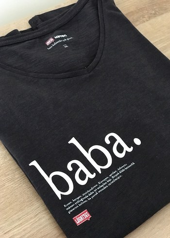 Baba Baskılı Siyah Pamuklu Uzun Kollu Tişört - Lügat 365. - Görsel 2