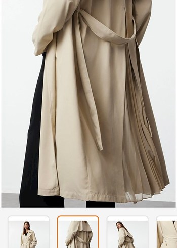 Bej Uzun Kemerli Kadın Trençkot - Görsel 2