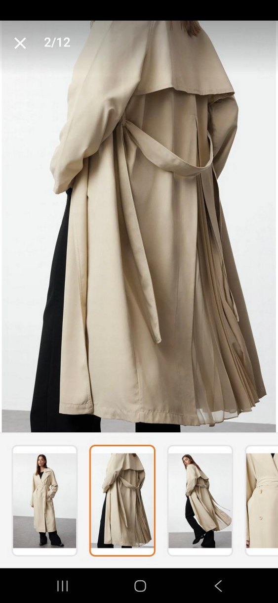 Bej Uzun Kemerli Kadın Trençkot - Görsel 2