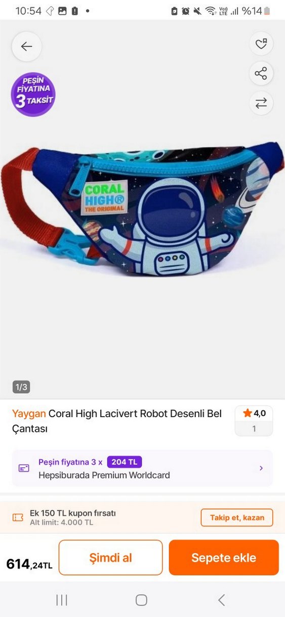 Yaygan Coral Lacivert Robot Desenli Bel Çantası - Görsel 5