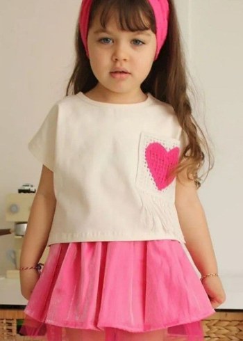 Kız Çocuk Pembe Dantel Detaylı Etek - Görsel 4