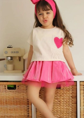 Dantel Detaylı Pembe Kız Çocuk Etek - Görsel 4