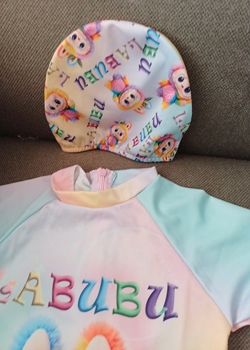 4/5 yas.Renkli Baskılı Bebek MAYO BONELI, Dantelli - Görsel 2