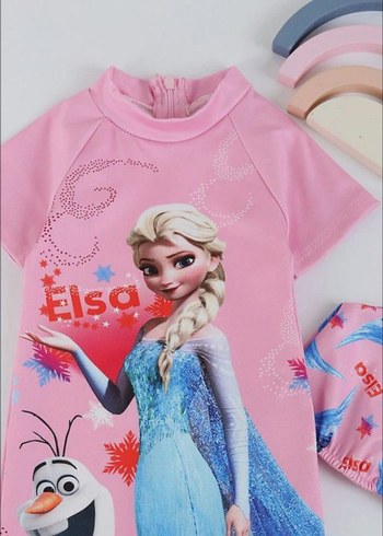 Pembe Kız Çocuk V Yaka Parlak Baskılı MAYO.. boneli - Görsel 2