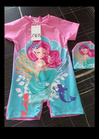 Kız Çocuk Pembe Baskılı Kısa Kollu Mayo - Görsel 6