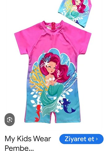 Kız Çocuk Pembe Baskılı Kısa Kollu Mayo - Görsel 2