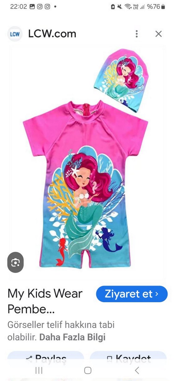 Kız Çocuk Pembe Baskılı Kısa Kollu Mayo - Görsel 2