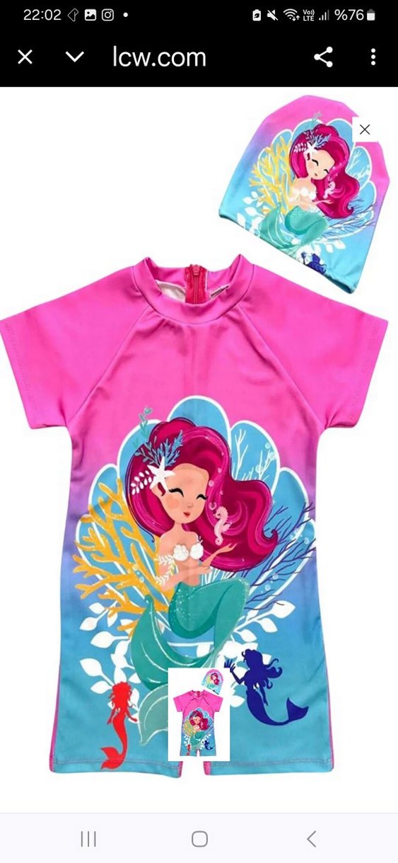 Kız Çocuk Pembe Baskılı Kısa Kollu Mayo - Görsel 3