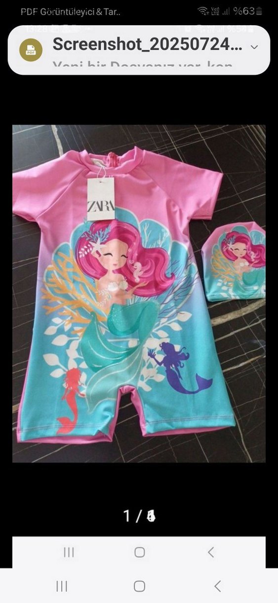 Kız Çocuk Kısa Kollu Deniz Kızı Mayo - Görsel 2