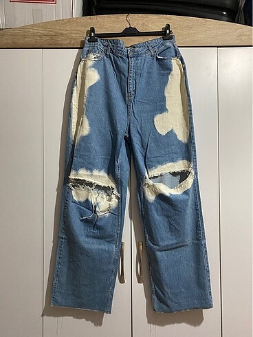 Yırtık kot büyük beden pantolon jean