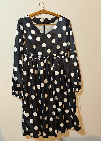 Siyah Puantiyeli Bohem Hamile Elbisesi - Görsel 2