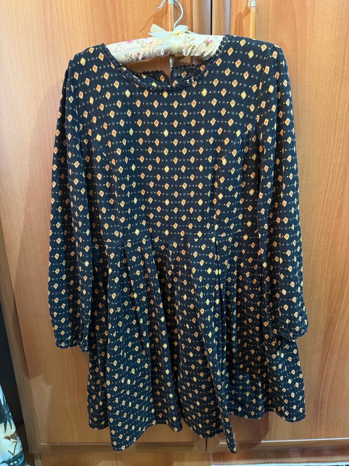 Bohem Uzun Kollu Desenli elbise - Görsel 3