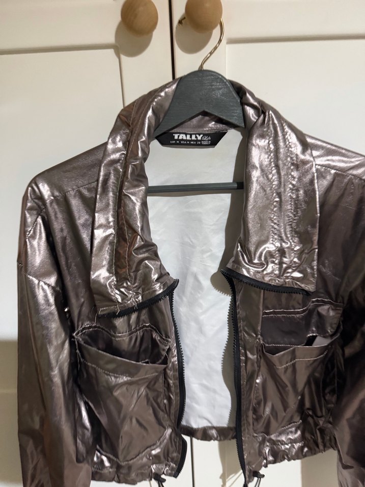 Parlak Kahverengi Deri Kadın Ceket - Görsel 2